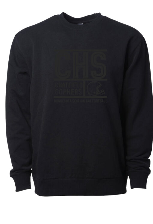 Chatfied Football Crewneck Black on Black