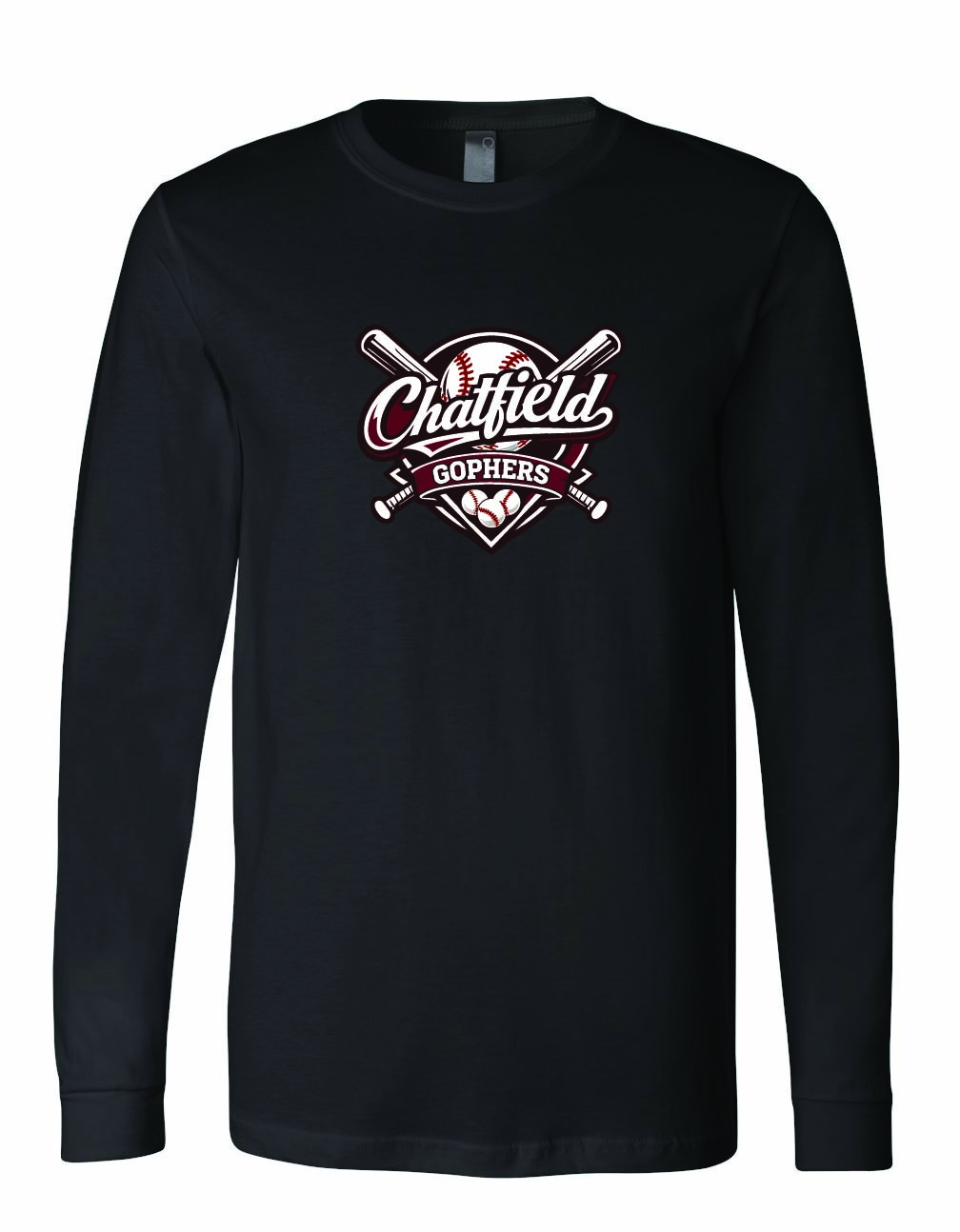 Chatfield Baseball Unisex Long Sleeve-Bat Design