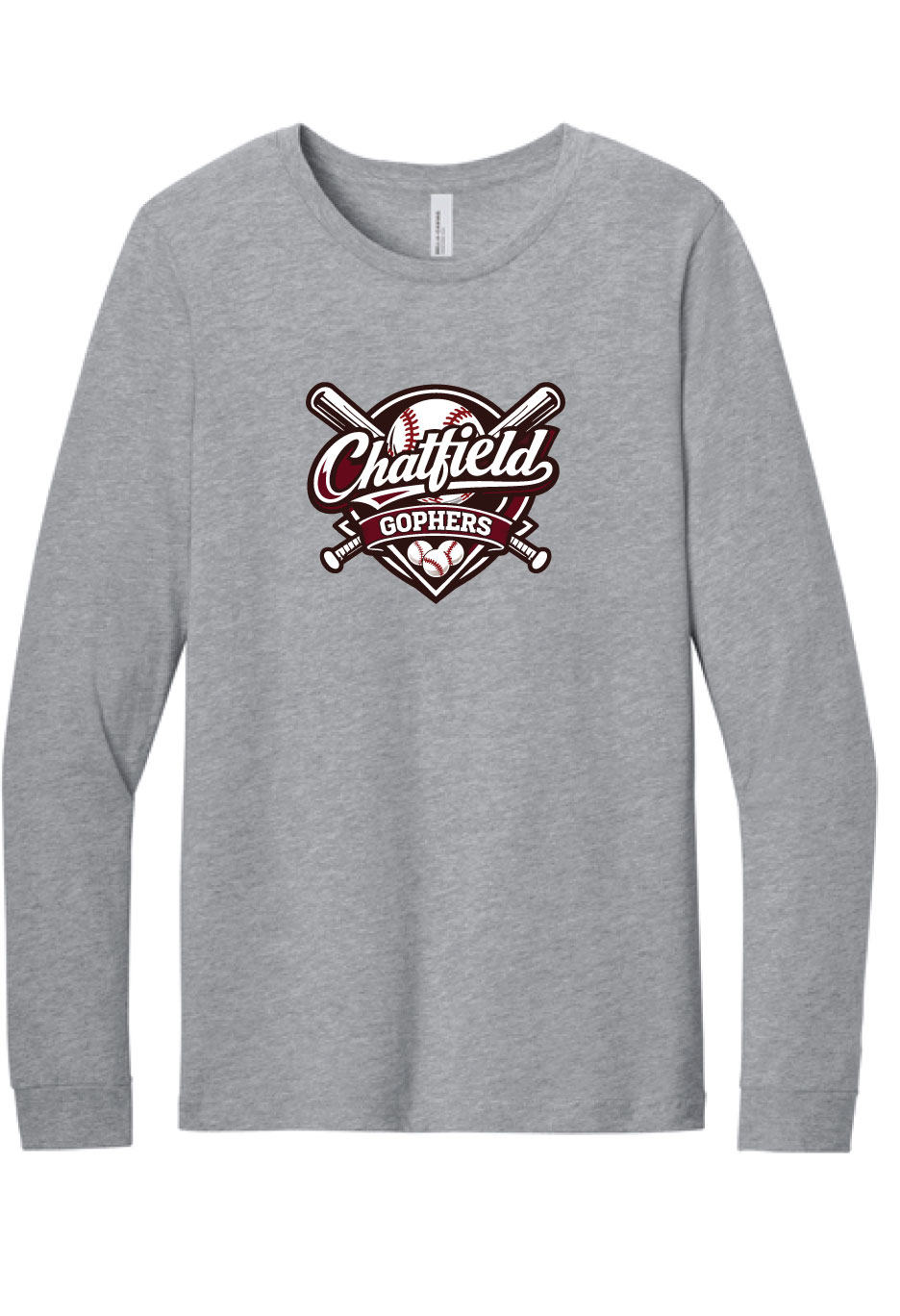 Chatfield Baseball Unisex Long Sleeve-Bat Design - Image 2