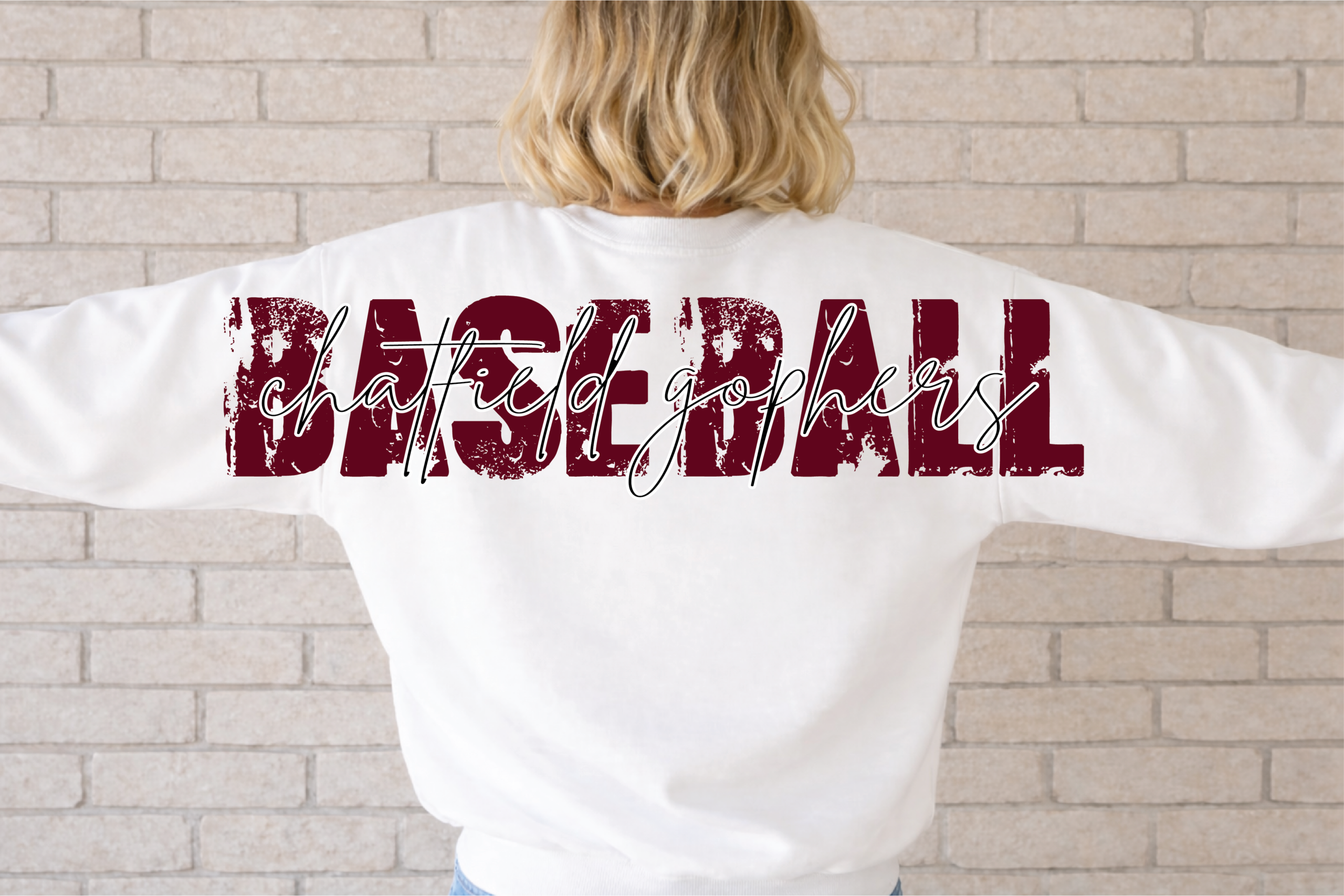 Chatfield Baseball Unisex Sweatshirt Large Logo Back