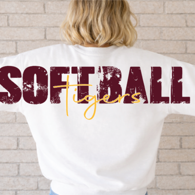 Stewartville White Softball Unisex Sweatshirt Large Logo Back